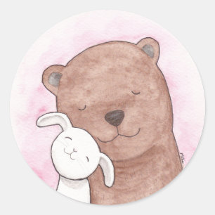 Rond Bear & Bunny Sticker mignon Animal Ours & Bunny
