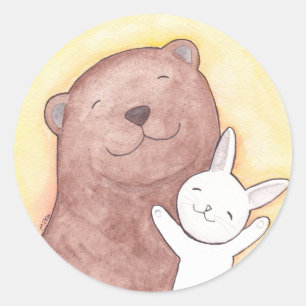Rond Bear & Bunny Sticker mignon ours Bear Bunny Weddin