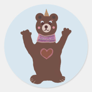 Rond Bear Classic Round Sticker Baby Party