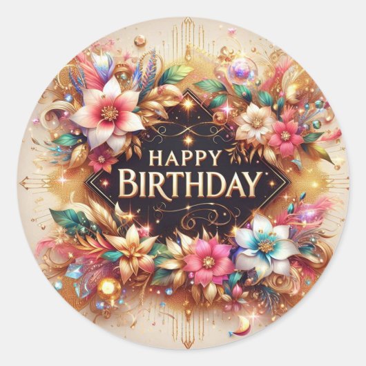Rond Beau design dynamique Sticker d'anniversaire (Devant)