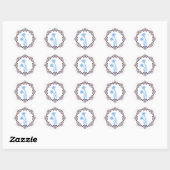 Rond Beau Sticker aux fleurs bleues (Feuille)