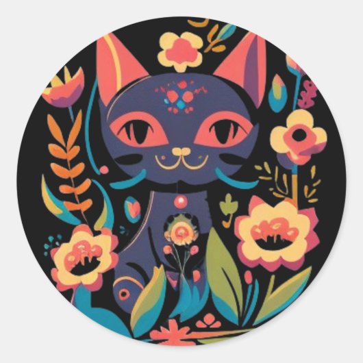 Rond Beau Sticker Chat Noir (Devant)