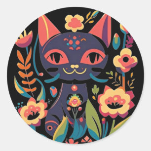 Rond Beau Sticker Chat Noir