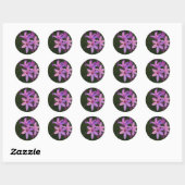 Rond Beau Sticker de fleurs violettes roses (Feuille)