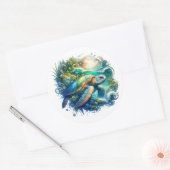 Rond Beau Sticker de tortue de mer (Enveloppe)