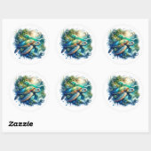 Rond Beau Sticker de tortue de mer (Feuille)