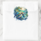 Rond Beau Sticker de tortue de mer (Sac)