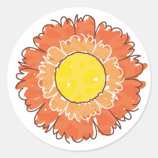 Rond Beau Sticker en fleurs - Orange (Devant)