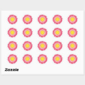 Rond Beau Sticker en fleurs - Rose (Feuille)
