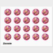 Rond Beau Sticker rose Anniversaire (Feuille)