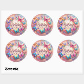 Rond Beautiful Birthday Sticker Butterfly Design (Feuille)