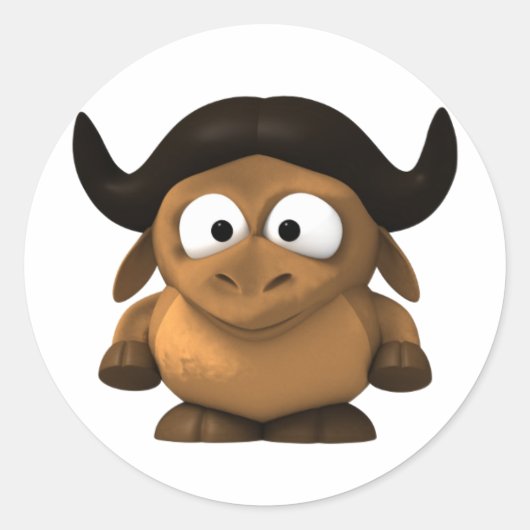 Rond Bébé 3-D Gnu Sticker (Devant)