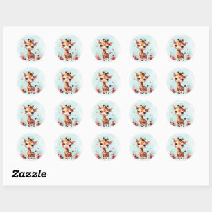 Rond Bébé adorable Sticker animal pour enfants