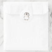 Rond Bébé adorable Sticker Pingouin Aquarelle Imprimer (Sac)