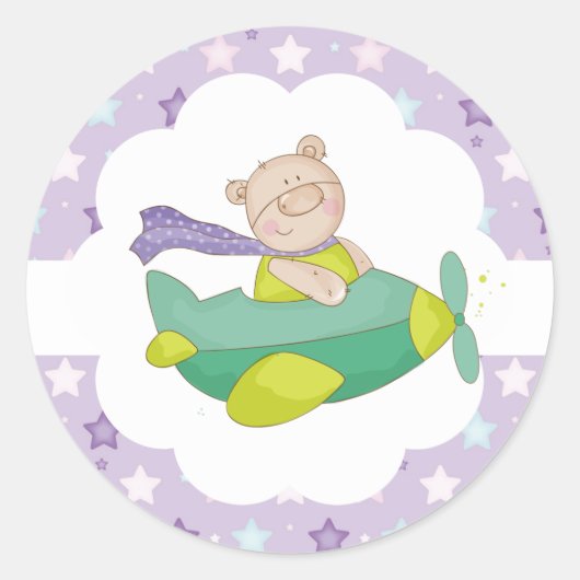 Rond Bébé adorable Teddy Bear Classic Round Sticker (Devant)