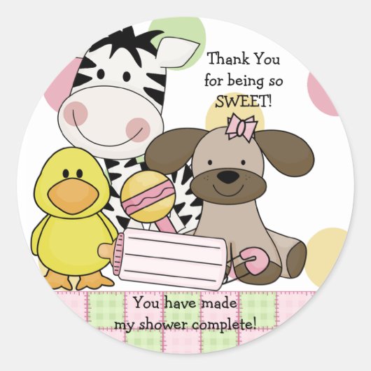 Rond Bébé Animaux Baby shower Sticker (Devant)