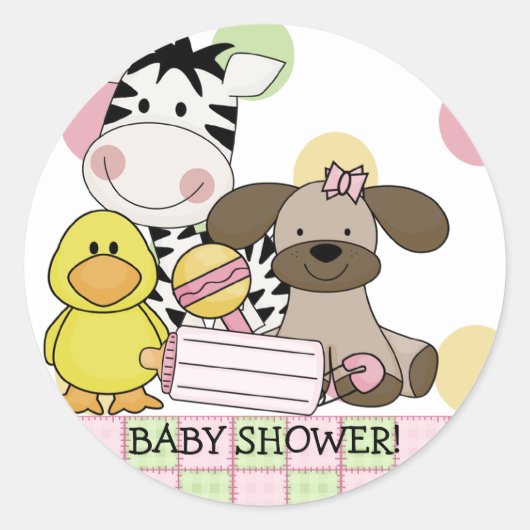 Rond Bébé Animaux Baby shower Sticker (Devant)
