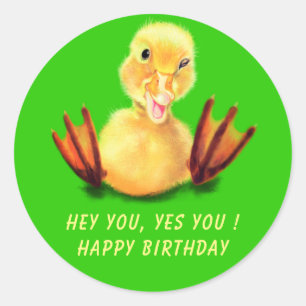 Rond Bébé Anniversaire Sticker Jouer Winking Duckling