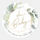 Rond Bébé Baby shower Eucalyptus Sticker (Devant)