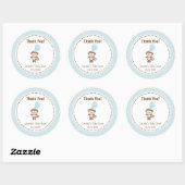 Rond Bébé Baby shower singe Sticker bleu (Feuille)