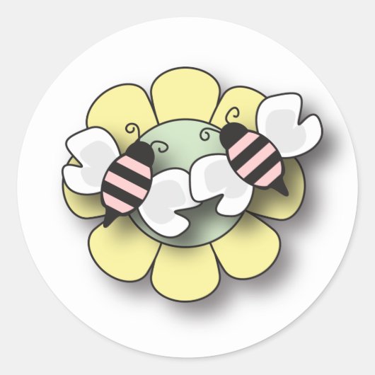 Rond Bébé Bee Twin Girls Sticker (Devant)