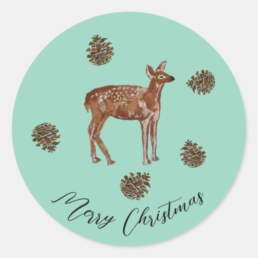 Rond Bébé Cerf Sticker de couronne de Noël (Devant)