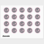 Rond Bébé Chevron Rose Chouette Sticker (Feuille)