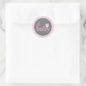 Rond Bébé Chevron Rose Chouette Sticker (Sac)