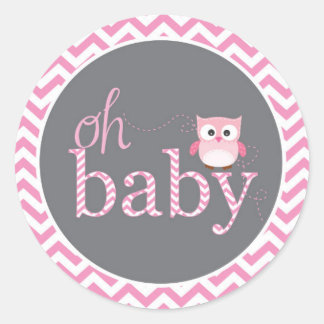 Rond Bébé Chevron Rose Chouette Sticker