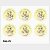 Rond Bébé Dinosaure "Première bibliothèque" Sticker pou (Feuille)