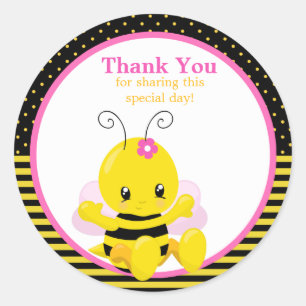 Rond Bébé doux Bee Girl Sticker Merci