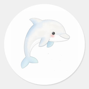 Rond Bébé doux Sticker de veau dauphin aquarelle