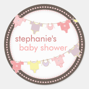 Rond Bébé doux Vêtements LIne Sticker Baby shower fille
