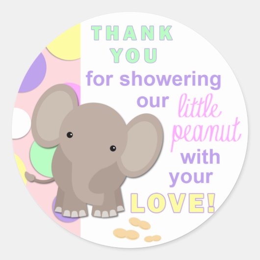 Rond Bébé Eléphant Baby shower Sticker rose (Devant)