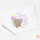 Rond Bébé Eléphant Baby shower Sticker rose (Enveloppe)