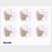 Rond Bébé Eléphant Baby shower Sticker rose (Feuille)
