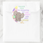 Rond Bébé Eléphant Baby shower Sticker rose (Sac)