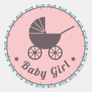 Rond Bébé Fille Nouveau Né Sticker rose Brown et bleu