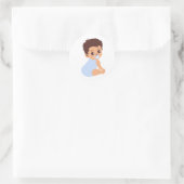Rond Bébé garçon en Bleu Romper Sticker Cutout (Sac)