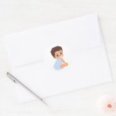 Rond Bébé garçon en Bleu Romper Sticker Cutout (Enveloppe)