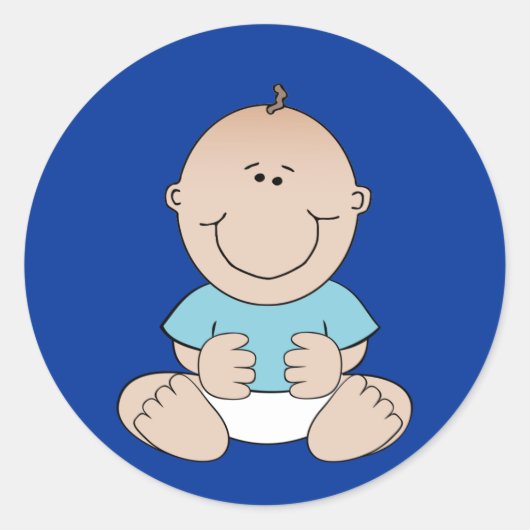 Rond Bébé garçon en Sticker Chemise Bleue (Devant)