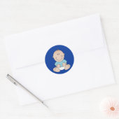 Rond Bébé garçon en Sticker Chemise Bleue (Enveloppe)