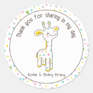 Rond Bébé Giraffe Baby shower Favoriser Sticker {Neutra