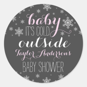 Rond Bébé il fait froid dehors - Sticker Baby shower fi