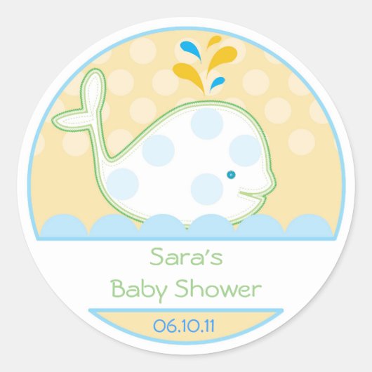 Rond Bébé Invitation ou Favoriser Sticker - Bébé balein (Devant)