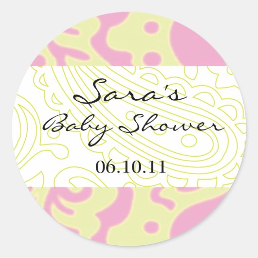 Rond Bébé Invitation ou Favoriser Sticker - Fun Fabric (Devant)