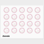 Rond Bébé Invitation ou Favoriser Sticker - Rose (Feuille)