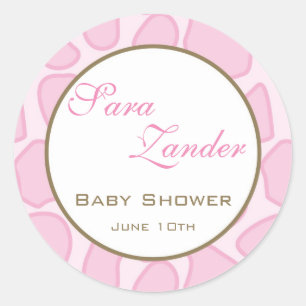Rond Bébé Invitation ou Favoriser Sticker - Rose