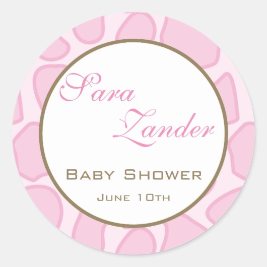 Rond Bébé Invitation ou Favoriser Sticker - Rose (Devant)