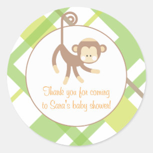 Rond Bébé Invitation ou Favoriser Sticker - Singe